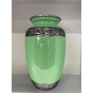 Grande urne de crémation de feu bleu graver la courbure des feuilles fournitures funéraires pour adultes urnes en métal fabriquées à la main urnes de crémation en métal bon marché - Product Image 6