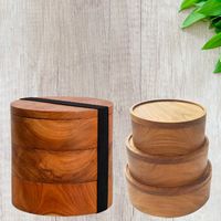 Fiambrera Bento japonesa de tres niveles de alta calidad con tapa de bambú Contenedor de alimentos para microondas El mejor precio de Indonesia