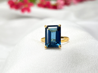 Bague intelligente en larimar phygital faite à la main, 10 mm, goutte d'eau, sertie, bijoux technologiques, compatible NFC, cadeau d'anniversaire, unisexe, vintage, argent 925