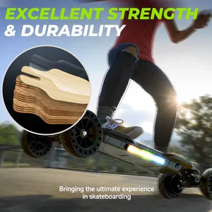 V10 3000W Two-wheel off Road Electric Skateboard with <b>Lithium</b> Battery Belt Motors & Ambient Light - Product Image 3