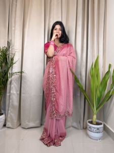 Chemisier Saree en Georgette Pure et Douce de Style Moderne avec de Lourds Fils à Broder Séquence Travail Mode Femme - Product Image 2