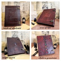 Carpeta de Anillas de Cuero NEW ERA NEE-FILEFOLDER con Diseño de Pentagrama para Grimoire - Organizador de Archivos Vintage