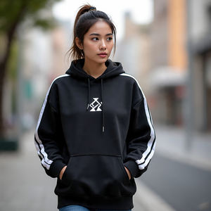 Women Winter French Terry <b>Hoodie</b> Fleece Drop Shoulder Hooded Breathable Custom Logo 100% Cotton Oversize Sweatshirt - Product Image 4