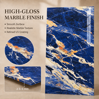 Panneau mural en PVC Morlenx Blue Marble UV, motif pierre luxueux, panneau décoratif pour la décoration intérieure