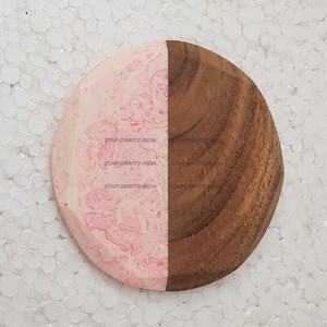 ที่รองแก้วไม้อะคาเซียทรงกลมแบบประกบสุดสร้างสรรค์สำหรับบ้านถ้วยเครื่องดื่มปรับแต่งได้ - Product Image 4