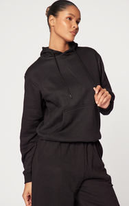Haute demande 100% coton noir goutte épaule femmes surdimensionné Fit sweat à capuche Anti-rides et respirant sweats à capuche femmes sweat à capuche zippé - Product Image 2