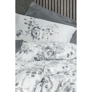Cotton Box Satin Double Duvet Cover <b>Set</b> Floral Patterned King Twin for Home Bedding Wedding Bedroom Cool <b>Comforter</b> Moale Grey - Product Image 2