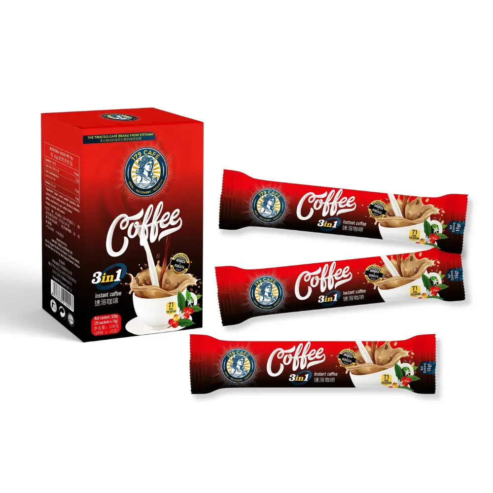 Arabica & Robusta Instant Coffee 3 in 1 - J79 (20 Sachets x 16g), Immune Boosting Coffee for Focus & Gut Health Support