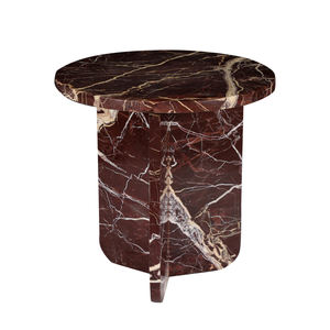 Mesa Auxiliar Moderna Hecha a Mano con Base de Mármol Rojo Natural, Estilo Minimalista de Lujo para Dormitorio, Mesa de Noche Estilo Rústico, Mueble para Sala de Estar - Product Image 1