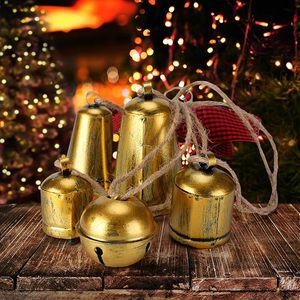 Campanas navideñas de Metal artesanal, adornos navideños de estilo Vintage auténtico, decoración navideña rústica para casas de campo - Product Image 4