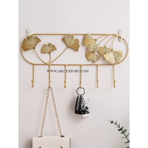 Gancho de suspensión de metal con ancla de latón, organizador de ropa y capa de ropa, perchero con patrón de hojas para uso en baño y cocina - Product Image 1