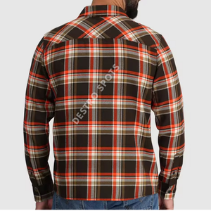 Chemise classique en flanelle 100% coton pour hommes Mode automne hiver-Chemise en flanelle pour hommes en vrac à carreaux chauds - Product Image 5