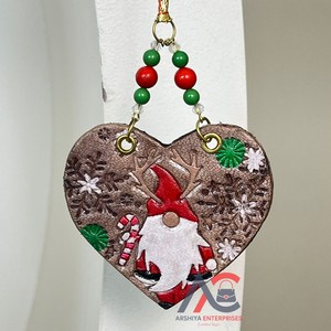 Ornements d'arbre de Noël en cuir véritable 100% faits à la main personnalisés en gros - Product Image 1