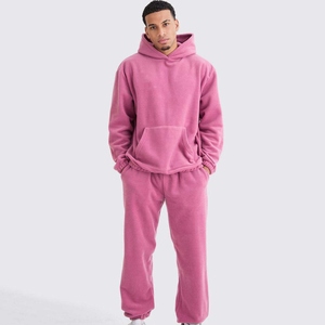 New Arrival Men's Hooded Casual Solid Winter Tracksuit Quick Dry Breathable Pullover Hoodie & <b>Trouser</b> Set Custom Made - Product Image 1