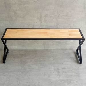 Modern Industrial X-Shaped Patio/Garden <b>Bench</b> (120x40x45cm)-Solid <b>Wood</b>/Metal - Product Image 3