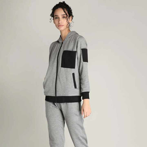 ชุดวอร์มผู้หญิงโบราณชุดออกกำลังกายสองชิ้นมีซิปโลโก้กำหนดเองสำหรับฤดูหนาว - Product Image 4