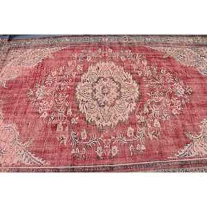Grand tapis turc 6x9 pieds, tapis en laine vintage à imprimé animal rouge - Product Image 5