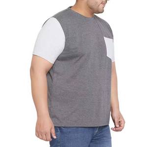 เสื้อยืดผ้าฝ้ายสีตัดกันสำหรับผู้ชายเสื้อมีกระเป๋าเสื้อยืดผ้าโพลีเอสเตอร์แบบสั่งทำน้ำหนักมาก100% - Product Image 2