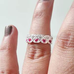 Anillo de Mujer con Rubí Natural, Piedra de Nacimiento de Julio, Regalo de Aniversario de Bodas, Anillo Apilable, Joyería de Plata de Ley 925 - Product Image 3