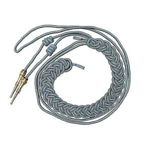 Aguillete de Color Aluminio con Cordón, Azul Marino Sedoso con Etiquetas Plateadas, Bandas y Cuerda Trenzada, Aguillete Ceremonial - Product Image 5