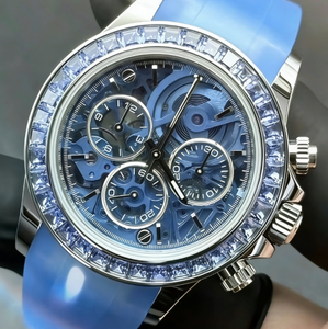 Reloj Deportivo Automático de Alta Calidad de Fábrica, Índices Romanos/Numericos, Diseño Atemporal, Correa de Cuero Opcional, Reloj de Diamantes para Hombre - Product Image 1