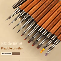 Vente en gros de pinceaux pour ongles avec manche en nylon et bois de santal Ensemble professionnel de pinceaux pour le dessin, la peinture et la manucure