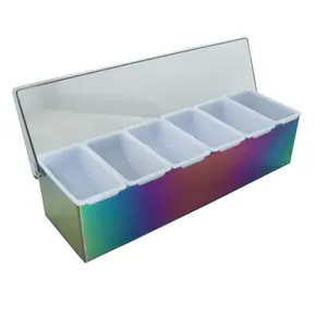 Carrito de condimentos de acero inoxidable con 6 rejillas para suministro de bar y cócteles de frutas - Product Image 5