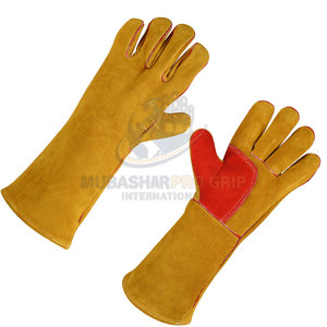 High Quality Heat Resistant Leather Made Welding <b>Gloves</b> Pakistan Made Wholesale Welding <b>Gloves</b> - Product Image 2