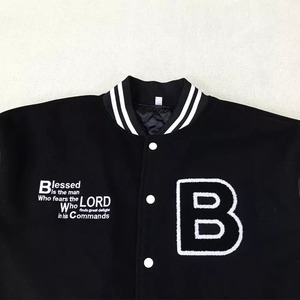 Blouson bombardier de baseball OEM personnalisé de haute qualité avec manches en cuir brodé chenille. Veste d'université de Baseball - Product Image 6