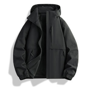 Vente en gros Nouveau Logo personnalisé Vestes coupe-vent coupe-vent Veste Softshell imperméable de randonnée Veste à capuche pour hommes - Product Image 4
