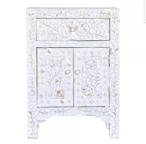 Table de chevet en bois massif incrusté de nacre pour chambre à coucher et bureau à domicile Meubles multi-usages pour salon, hôtel et entrée - Product Image 6