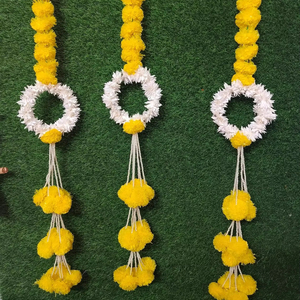 Artificial Marigold And Jasmine Garland With Hanging Bunches Indian <b>Decoration</b> For Wedding Diwali Mandap Decor Karthigai Deepam - Product Image 1