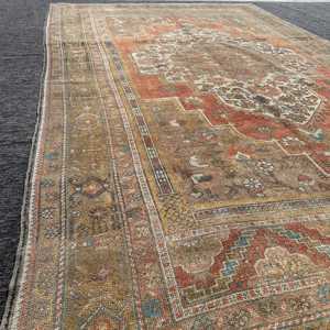 พรมวินเทจตุรกี ขนาด 6x11.8 ฟุต พรมขนสัตว์ลายดอกไม้สีน้ำตาล - Product Image 5