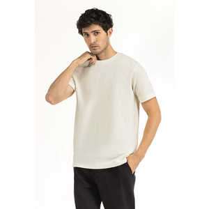 เสื้อยืดโอเวอร์ไซส์ผู้ชายทรงปกติ ผ้าฝ้าย 100% รุ่น MN-TS-SS25-309 พร้อมป้ายกำกับแบบกำหนดเอง ผ้าเจอร์ซีย์ 300gsm ลายเรียบและโลโก้ - Product Image 2