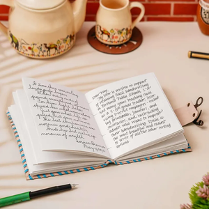 Handmade Turquoise Leather Hardcover <b>Journal</b> Hand Stitched Binding Compass Embossed Quote Diary Vintage <b>Writing</b> Gifts Acid-Free - Product Image 3