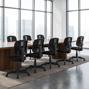 Seattle Modern Lift <b>Chair</b> Black/Black Swivel Executive <b>Chair</b> Fixed Headrest Leather Mesh PP Fabric Iron Home Office Hotel - Product Image 3