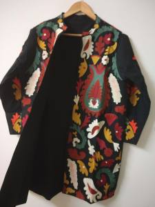 Cotton Black Embroidery Jacket <b>Kimono</b> Indian Women Wear Overcoat Ladies' Partywear Coat, Ethnic <b>Kimono</b>, Unique Embroidery Jacket - Product Image 3