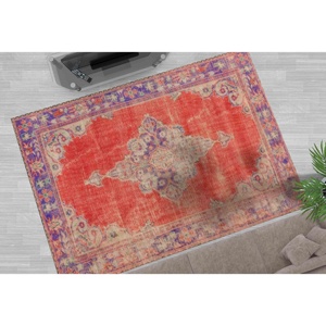 Tapis imprimé rouge et violet, motif médaillon bohème turc pour mariage, cuisine, salon, tapis doux non tissé - Product Image 2