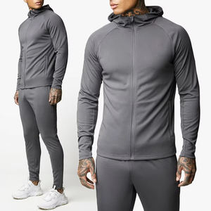 Conjunto transpirable de dos piezas para hombre, sudadera con cremallera completa y pantalón acampanado, chándal 100% de lana de algodón, chándal Unisex transpirable - Product Image 1
