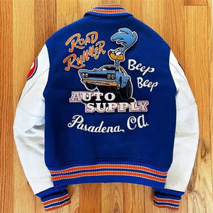 Vêtement personnalisé 100% polyester brodé en molleton, style hip-hop, vintage, universitaire, streetwear pour homme, veste varsity avec devant en tissu éponge - Product Image 2