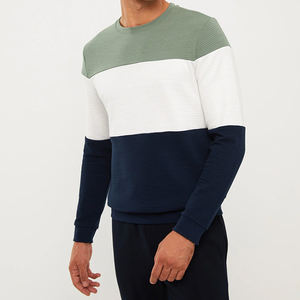 Venta al por mayor poliéster/algodón hombres cuello redondo sudaderas bloque raya Color 3D bordado peso pesado ecológico Casual invierno - Product Image 2