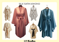Kimono en satin de soie de mûrier 22 25 30 Momme 6A personnalisable OEM Romantique Luxe Élégant Thermique Perlé Floral Front Été