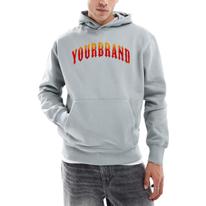 New <b>fashionable</b> 100% cotton hoodies mens custom <b>3D</b> puff printed logo solid haither grey colour comfortable pullover hoodies men - Product Image 6