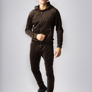 <b>Velour</b> <b>Tracksuit</b> Mens 2 Piece Velvet Zipper Jacket Drawtsring Waistband Sweatpants Sweatsuits Set Casual Outfits - Product Image 1