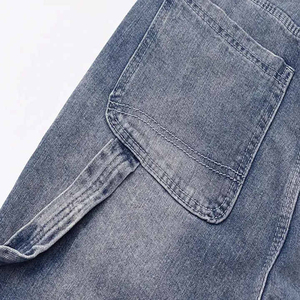 Shorts en jean légers et respirants à taille mi-haute pour femmes, décontractés et tendance, longueur genou, déchirés, à volants - Product Image 5