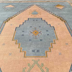 Tapis d'intérieur en laine noué à la main bleu pastel - Fait à la main pour la chambre à coucher, le salon, la salle à manger et le bureau - Product Image 3