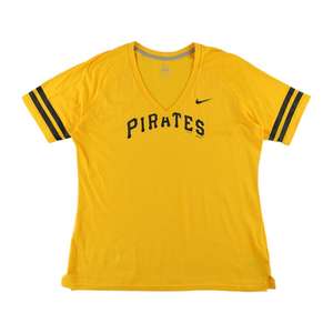 Nike เสื้อทีแฟนเอ็มแอลบีของผู้หญิงเสื้อที่ใช้งานอยู่และเสื้อยืดสี: สีเหลือง/สีดำ100% ของแท้ - Product Image 4