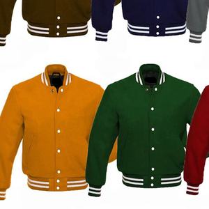 Blouson universitaire unisexe 100% laine, col montant, style baseball, lettreman, collège, sportif, logo d'équipe personnalisé, patch frontal - Product Image 3