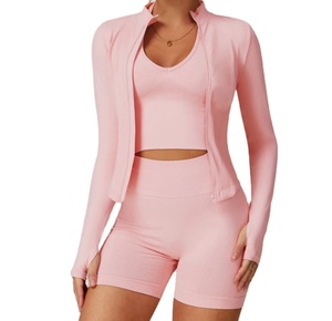 Top personalizado con cremallera para correr para mujer, chaqueta ajustada de manga larga de secado rápido para yoga y gimnasio, ropa deportiva transpirable con sensación desnuda - Product Image 1
