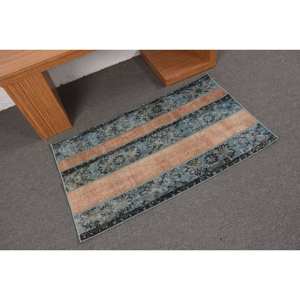Alfombra de lana azul y Beige moderna, alfombra rectangular clásica turca hecha a mano de 2,2x3,7 pies para sala de estar, pasillo, pila de felpa, látex de altura - Product Image 2